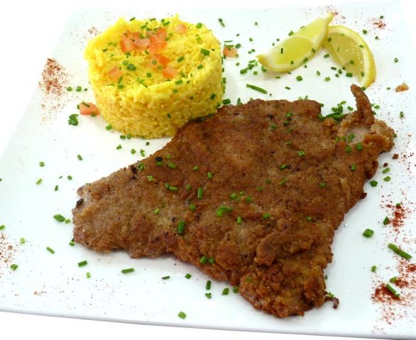 Escalope milanaise et riz safrané