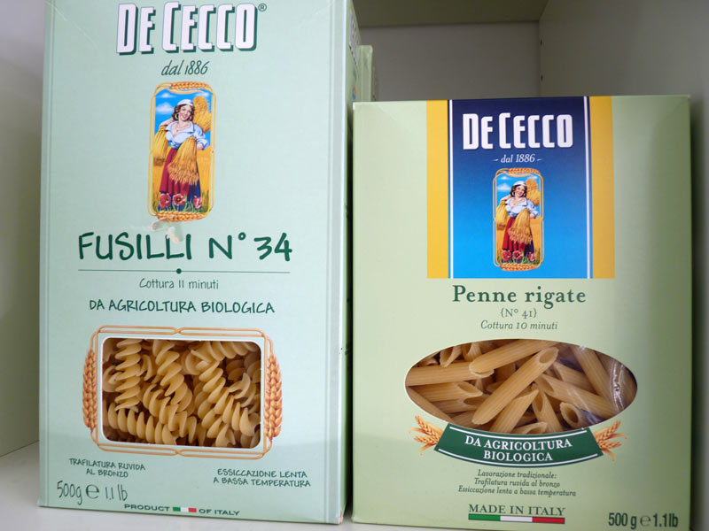 Fusilli n°34 bio, penne rigate n°41 bio