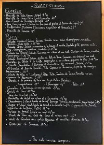 Menu restaurant été 2018