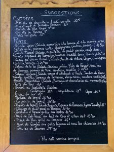 Menu de midi du resstaurant du Royaume de la Chantilly - automne 2019