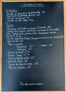 Menu de midi du restaurant du Royaume de la Chantilly - Eté 2020