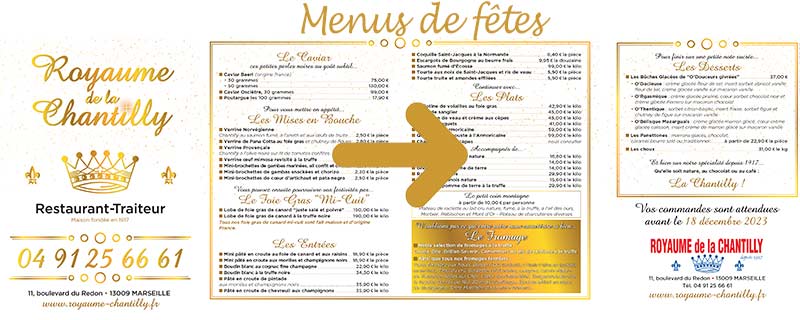 Menus de fêtes 2023